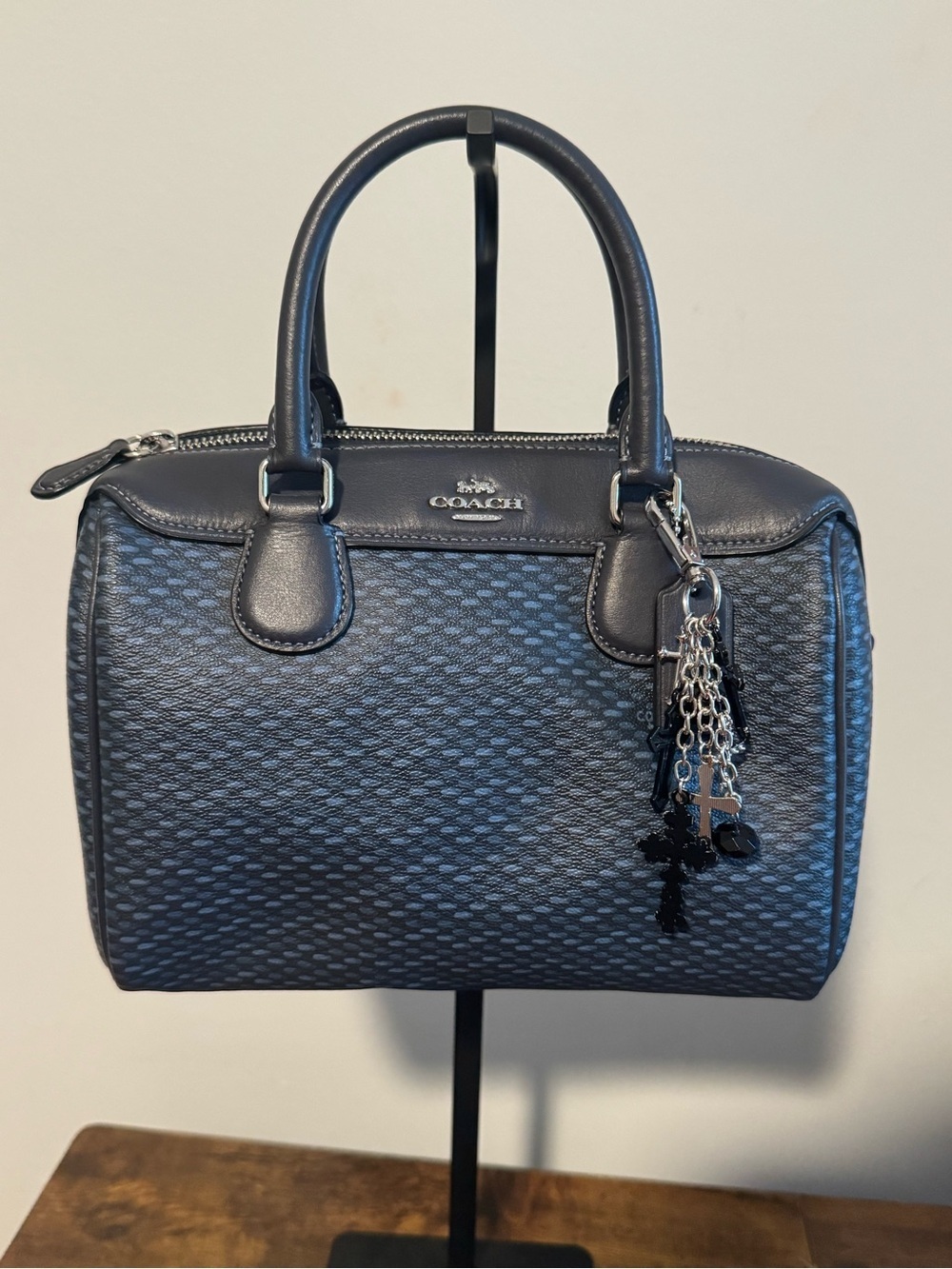 Coach Mini Bennett Satchel in a blue-grey Crossgrain Leather F29669